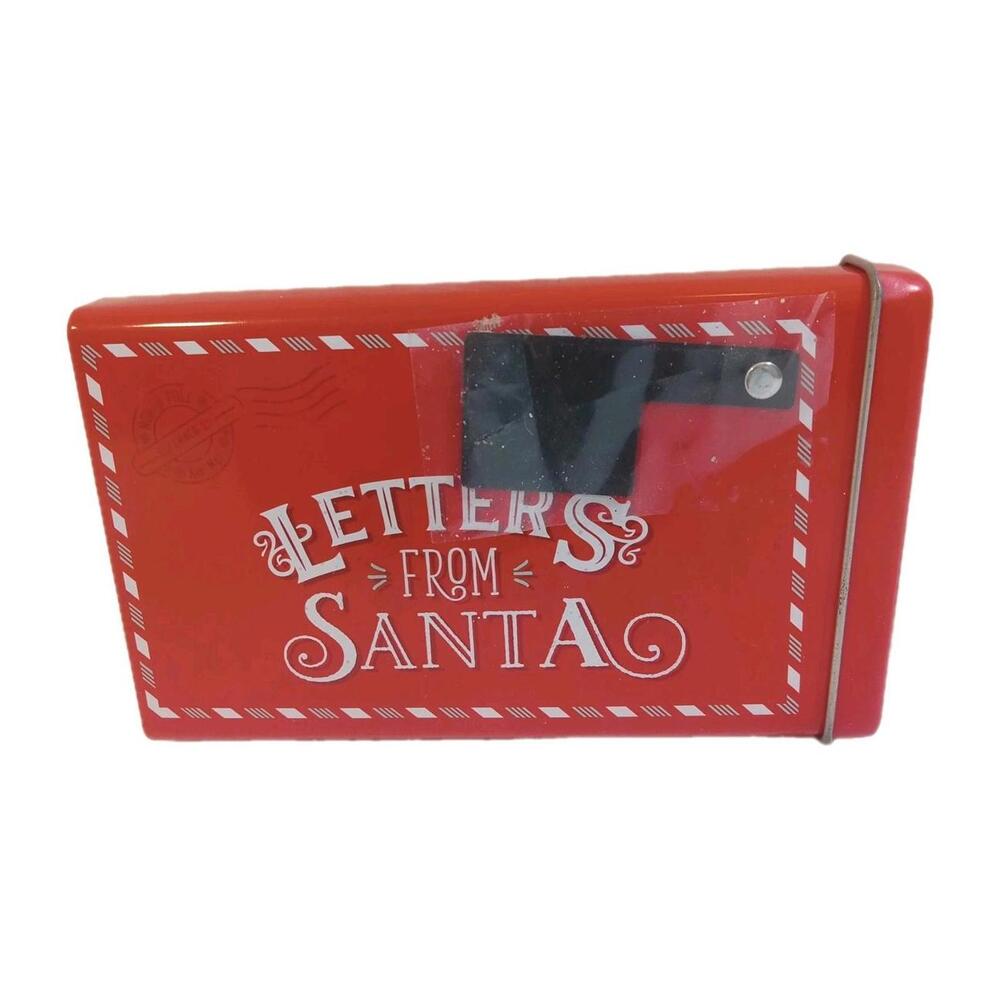 Holiday Time Gift Card Holder Red White Black Letters From Santa Tin Box New